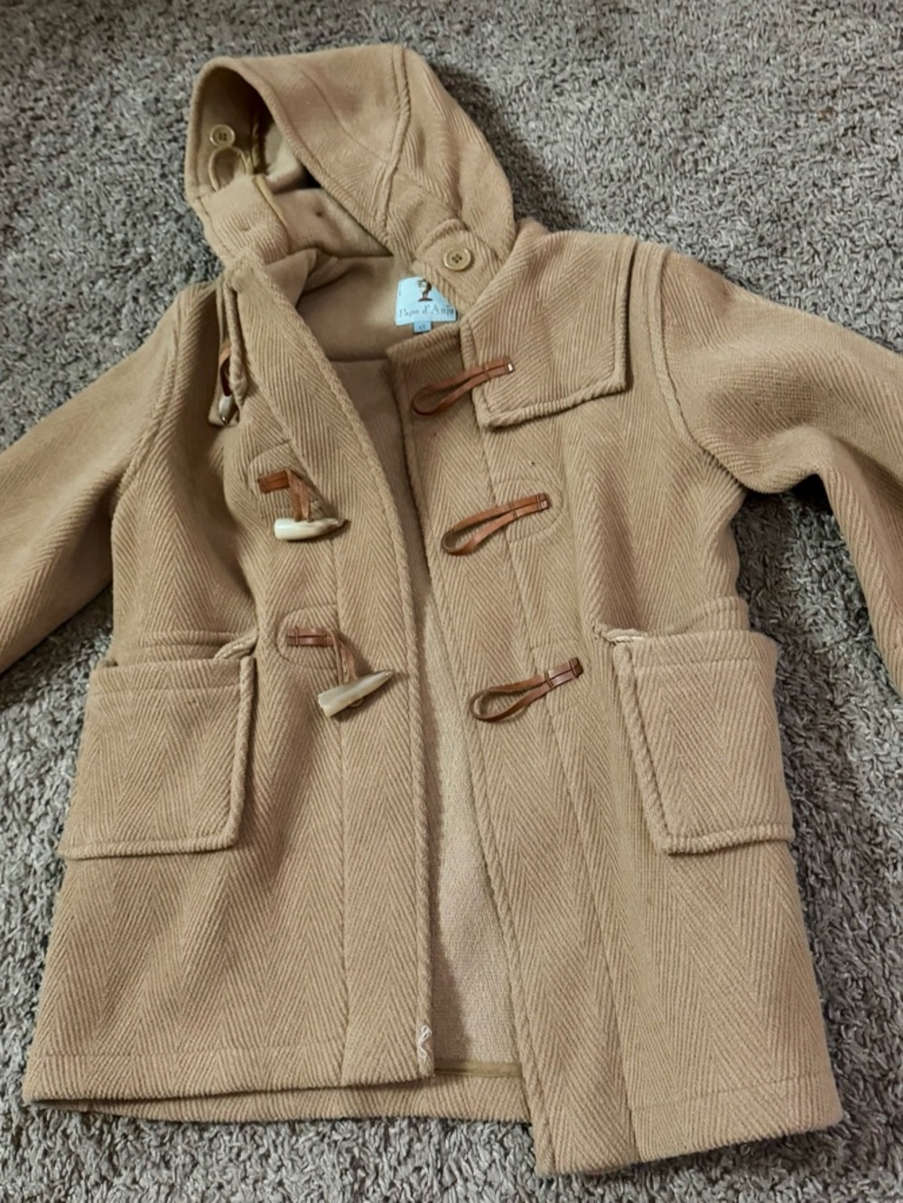 Papo d'Anjo Kids Camel Toggle Pea Coat